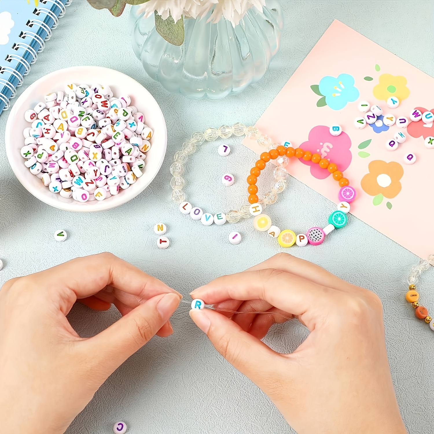 1000/500/250Pcs Colored Letter Acrylic Beads for DIY Jewellery